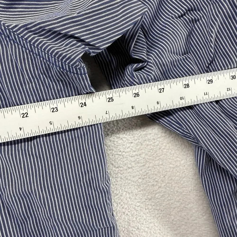 Vintage Ralph laure Shirt Men's XL Blue White Striped PRL Chinstrap Work Pocket